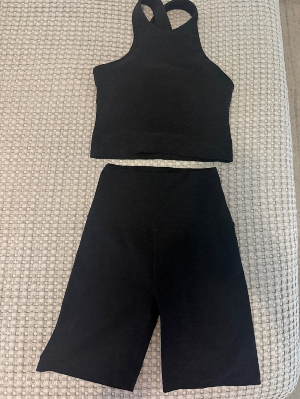 Beyond Yoga Black High-Rise Bike Shorts Set